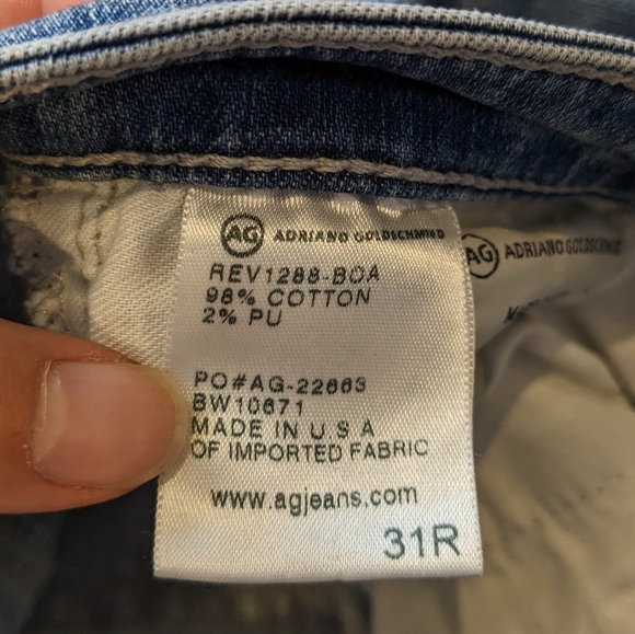 AG Adriano Goldschmied Legging Super Skinny Distressed Ripped Jeans size 31 31R - Picture 11 of 11